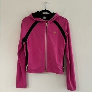 Nike Y2K Zip Up Sweatshirt S Pink Black